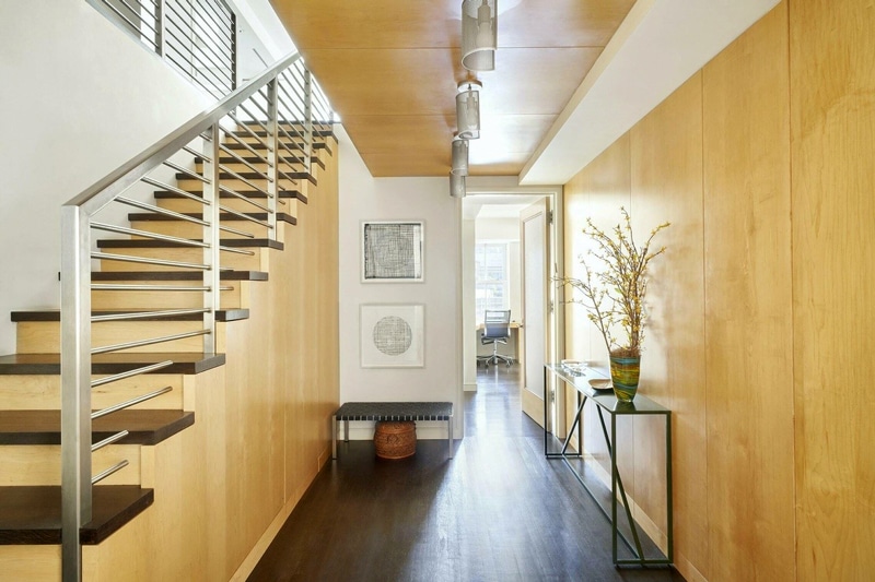 The staircase in an apartment designed by Gillis Architects at 930 Fifth Ave